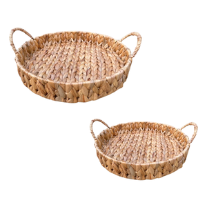 Handcrafted WATER HYACINTH TRAY FRUIT STORAGE BASKET with Handles for Hotel Restaurant Serving Use - Product Image 1