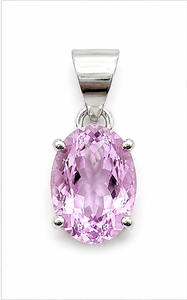 Kunzite 925 Sterling Silver Pendant, Oval Faceted Pink Kunzite Gemstone Pendant, Handmade Silver <b>Necklace</b>, - Product Image 3