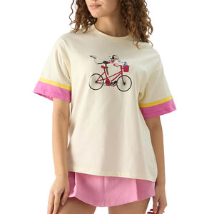 เสื้อยืดฮิปฮอปไซส์ใหญ่พิเศษสำหรับผู้หญิง ผ้าฝ้าย 100% ระบายอากาศได้ดี น้ำหนักมาก ทรงโอเวอร์ไซส์ พิมพ์ลายดิจิตอลตามสั่ง ไหล่ตก - Product Image 1