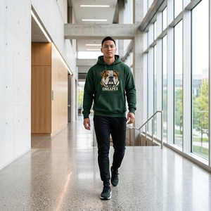 Sweat-shirt à capuche personnalisé vert foncé avec motif bouledogue pour homme, vêtement de sport décontracté, haut à capuche, fabricant OEM ODM en gros - Product Image 4