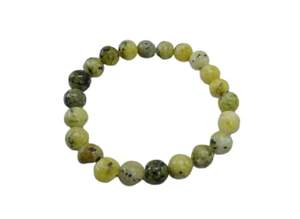 Pulsera redonda hecha a mano con cuentas de piedra de serpentina de limón Feng Shui para hombres y mujeres, tamaño 8-10 mm, joyería de moda, energía - Product Image 3