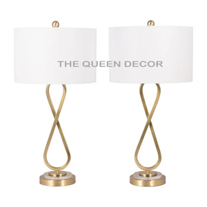 Sets Of 2 Hot Selling Gold Finish Bedside Table <b>Lamps</b> White Fabric Shade Office Hotel And Guest Room Indoor Festive Occasion - Product Image 1
