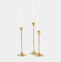 Lot de 3 chandeliers élégants en laiton martelé doré de luxe – Supports de bougies modernes pour Noël, anniversaires et décoration intérieure