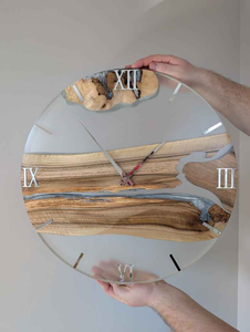 Reloj de Pared Moderno de Resina, Hecho a Mano con Resina Epoxi, Decorativo, con Movimiento de Cuarzo, Agujas Visibles, Movimiento Silencioso, Diseño de Dos Piezas - Product Image 2