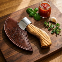 Couteau utilitaire en acier au carbone de type hache viking, fait main, avec étui en cuir, outil de cuisine personnalisé