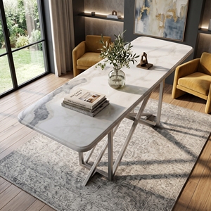 Mesas de Consola de Mármol Blanco Michelangelo, Piedra Natural Rectangular, Estilo Contemporáneo Antiguo, Duraderas, Fáciles de Limpiar, Muebles para Sala de Estar - Product Image 2