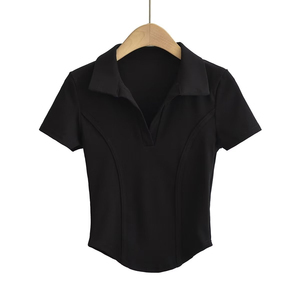 T-shirt décontracté pour femme Spice Girl, motif Heather, manches papillon, coupe classique, col en V, broderie, anti-boulochage - Product Image 6