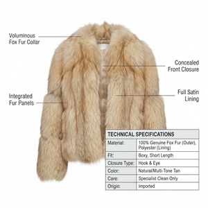 Abrigo de Piel de Zorro para Mujer, Corto, Informal, de Invierno, Manga Larga, Grueso, Color Sólido, con Ribete de Piel - Product Image 5