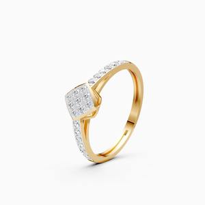 Bague carrée sertie de diamants avec 0,28 carat de diamants de laboratoire en or rose 9 carats, or blanc, or jaune - Product Image 3