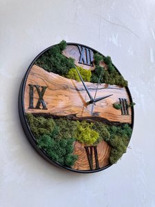Handmade Wooden <b>Wall</b> <b>Clock</b> with Moss Rustic Home Decor Luxury Wood & Moss <b>Designer</b> <b>Wall</b> <b>Clock</b> - Product Image 5