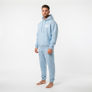 Ensemble survêtement homme lourd avec sweat à capuche et pantalon de jogging, logo personnalisé, épaules tombantes oversize, en coton, style streetwear, vente en gros - Product Image 2