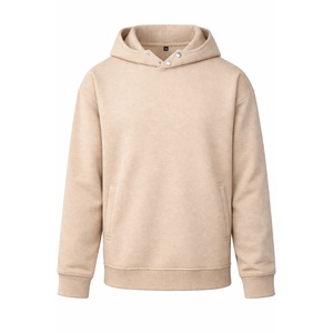 Sweat à capuche d'hiver chaud et épais pour homme, 100 % coton, coupe oversize, manches classiques, en molleton doux tricoté, teint uni, personnalisable - Product Image 2
