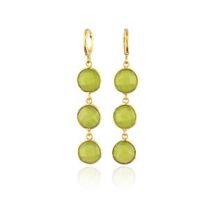 Pendientes colgantes de peridoto y cuarzo azul suizo, plata de ley 925, chapados en oro de 14 quilates, con clip, joyería de piedras preciosas para mujer - Product Image 6