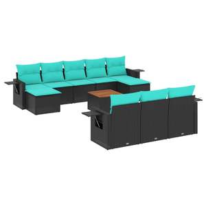 Juego de Sofás de Patio de 11 Piezas en Poliratán Negro con Cojines, Muebles Elegantes para Exteriores - Product Image 2