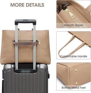 Custom Women PU Leather Tote Handbag <b>Large</b> Shopper <b>Bag</b> with Zipper Closure 2026 Casual <b>Shoulder</b> <b>Bag</b> for Work and Shopping Ladies - Product Image 3