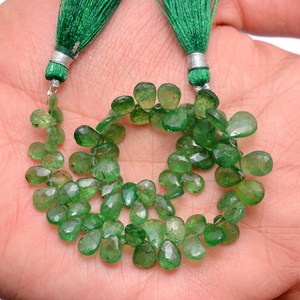 Perles facettées en tsavorite AAA 5x7mm-7x10mm, forme poire, grenat vert naturel, pierres semi-précieuses, perles en vrac pour la création de bijoux - Product Image 3