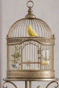 โคมไฟกรงนกโลหะทำมือสีทองตกแต่งบ้านและสวน ของตกแต่งตั้งโต๊ะและแขวน - Product Image 3