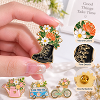 Broches et épingles en émail métallique créatives, motifs chaussures, fleurs, bottes, plantes en pot, lettres, pour badges de revers, bijoux de vêtements, accessoires de sac à dos