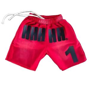 Short de jogging unisexe 100% coton, délavé à l'acide, séchage rapide, taille moyenne, impression personnalisée, vente en gros, tissu bouffant - Product Image 5