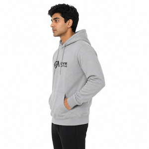 Sudadera con Capucha para Hombre, Color Gris, con Logotipo Frontal, Impermeable, 100% Algodón, Felpa, Informal, para Deportes y Gimnasio - Product Image 2