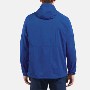 <b>Men's</b> Blue Hooded Windbreaker <b>Jacket</b> With Quick Dry Knitted Fabric Sporty <b>Summer</b> Outerwear Set - Product Image 2