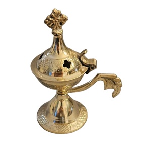 Quemador de Incienso de Latón Puro Pulido de Alto Brillo, Difusor de Fragancia, Decoración Religiosa de Mesa, Ecológico - Product Image 1
