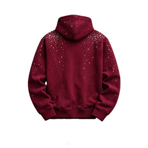 Sudadera con capucha de algodón grueso con pedrería Hotfix para hombre, estilo oversize, para streetwear, marca privada - Product Image 4