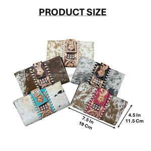 Trending Vintage Hand Tooled Genuine Cowhide Leather Clutch With Floral Pattern Jackpot Design Ladies Western Purse for Women's - Product Image 2