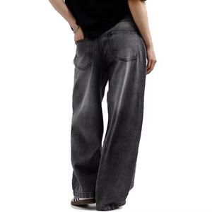 Mid Waist <b>Light</b> Wash Wide Leg Cotton Denim Cargo Pants Ankle-Length Regular Fit Vintage Utility Style Flat Women's <b>Trousers</b> - Product Image 2