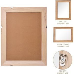 Specchio da Parete Decorativo Rettangolare in Rattan con Cornice in Legno Massello 24"x36" Colore Legno Naturale per Bagno, Casa, Ingresso Stile Rustico - Product Image 6