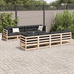 Ensemble de canapés de patio en bois de pin massif anthracite avec tissu Oxford et canapés de jardin en coton PP - Product Image 3