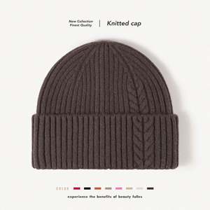 Gorro de lana tejido australiano para otoño e invierno, grueso, con protección para las orejas y efecto adelgazante en el rostro. - Product Image 1