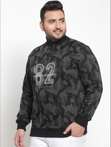Sweat-shirt à col zippé camouflage pour homme, coupe classique, logo imprimé, tricoté, décontracté, pour l'automne - Product Image 4