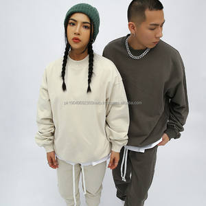 Sudaderas con capucha de alta calidad para hombre, Jersey sólido con logotipo personalizado, sudaderas de cuello redondo de peso pesado Unisex de algodón estampado de gran tamaño - Product Image 2