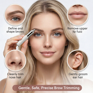 Eyebrow Hair Trimmer Painless Electric Face Hair Remover Face Shaver Razor <b>Battery</b> <b>Operated</b> Household Use - Product Image 1