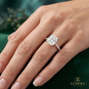 Elegant Cushion Cut Featuring Pave <b>Set</b> Accent Band Engagement <b>Ring</b> in Soli Gold Finish Luxury <b>Wedding</b> Jewelry <b>for</b> <b>Women</b> Fine - Product Image 6
