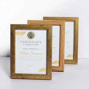 Lot de cadres photo A4 modernes en bois doré métallisé, faits à la main, durables, pour certificats et documents, présentoir de table, vente en gros - Product Image 1