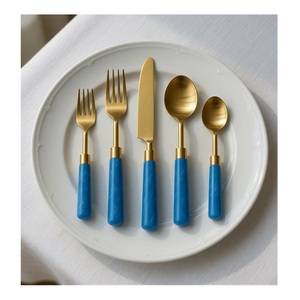 Ensemble de couverts de style européen avec manche en résine, design osseux, finition miroir, durable, pour mariage, hôtel, restaurants, vaisselle de table - Product Image 5