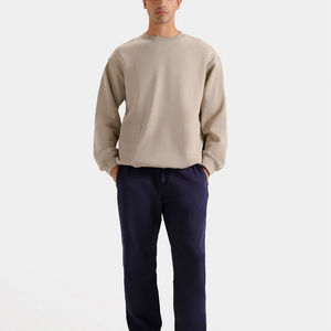 Sweat-shirt à col rond surdimensionné inspiré des années 90 en molleton épais avec logo imprimé en relief 3D - Product Image 1
