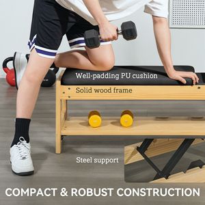 Banco de Pesas Ajustable de Madera Negra con Soporte para Mancuernas para Entrenamiento en Casa, Banco de Levantamiento Plano o Inclinado - Product Image 5