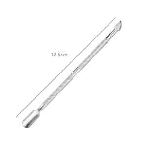 Pousse-cuticules double embout en acier inoxydable 12,5 cm réutilisable pour manucure - Product Image 1