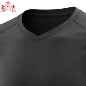 Conjunto de camiseta y pantalones cortos de fútbol para hombre, de poliéster negro, cuello en V, transpirable, uniforme para adulto, detección de agujas - Product Image 6