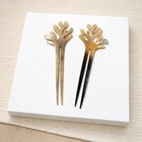 Épingles à cheveux pour femmes, accessoires de mode, bijoux faits à la main en corne de buffle et résine blanche, style animal, 7 cm, en promotion