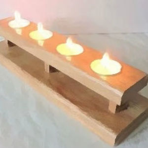 Support de bougie décoratif en bois, fait main, pour salon, centre de table, support en bois de manguier - Product Image 1