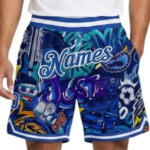 Shorts de basketball américains pour hommes, été, fins, amples, respirants, séchage rapide, sport, polyester, coupe courte, décontractés, imprimés par transfert thermique - Product Image 5