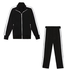 Conjunto Deportivo para Hombre, Chaqueta con Cierre y Cuello Alto con Franja Lateral Roja y Negra, Pantalones Jogger Ajustados, 2 Piezas, Venta al Por Mayor para Gimnasio - Product Image 3