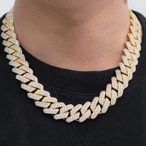 Chaîne cubaine en moissanite VVS de laboratoire de haute qualité, collier personnalisé plaqué or 18 carats, bijoux de mode hip-hop, cadeau, stock UK - Product Image 3
