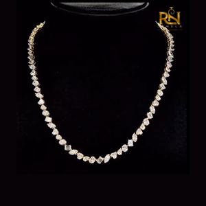 Mixed Cut Cluster Diamond <b>Tennis</b> <b>Necklace</b> Lab Grown Multi Shape Collar Solid <b>Gold</b> 9K 14K 18K Fine Jewelry - Product Image 1