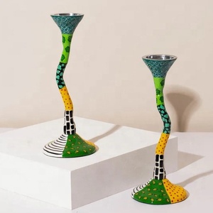 Twisted Embossed Colourful Premium Handcrafted Aluminium Candle <b>Holders</b> I K HANDICRAFT 6 Color Printed Perfect Lighting Shabbat - Product Image 3