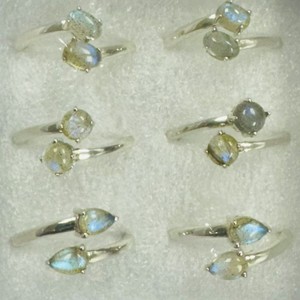 BLAZELS INFINITY Exquisite 925 Sterling Silver <b>Adjustable</b> <b>Ring</b> Prong Setting Labradorite Oval Pear Shape Classic Unique Gift Him - Product Image 1